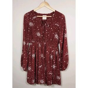 Womens Wild Blue Sadie Robertson Tunic Flare Dress Size Small Maroon/Red Hearts
